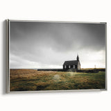 Rustic Wall Art - Isolated Church with Dramatic Sky in Rural Landscape