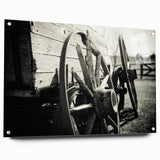 Rustic Wall Art - Vintage Wagon Wheel in Farmhouse Black and White
