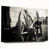 Rustic Wall Art - Vintage Wagon Wheel in Farmhouse Black and White