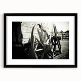 Rustic Wall Art - Vintage Wagon Wheel in Farmhouse Black and White