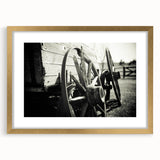 Rustic Wall Art - Vintage Wagon Wheel in Farmhouse Black and White