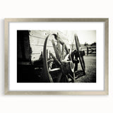 Rustic Wall Art - Vintage Wagon Wheel in Farmhouse Black and White