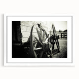 Rustic Wall Art - Vintage Wagon Wheel in Farmhouse Black and White