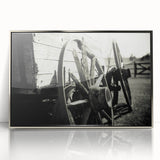 Rustic Wall Art - Vintage Wagon Wheel in Farmhouse Black and White