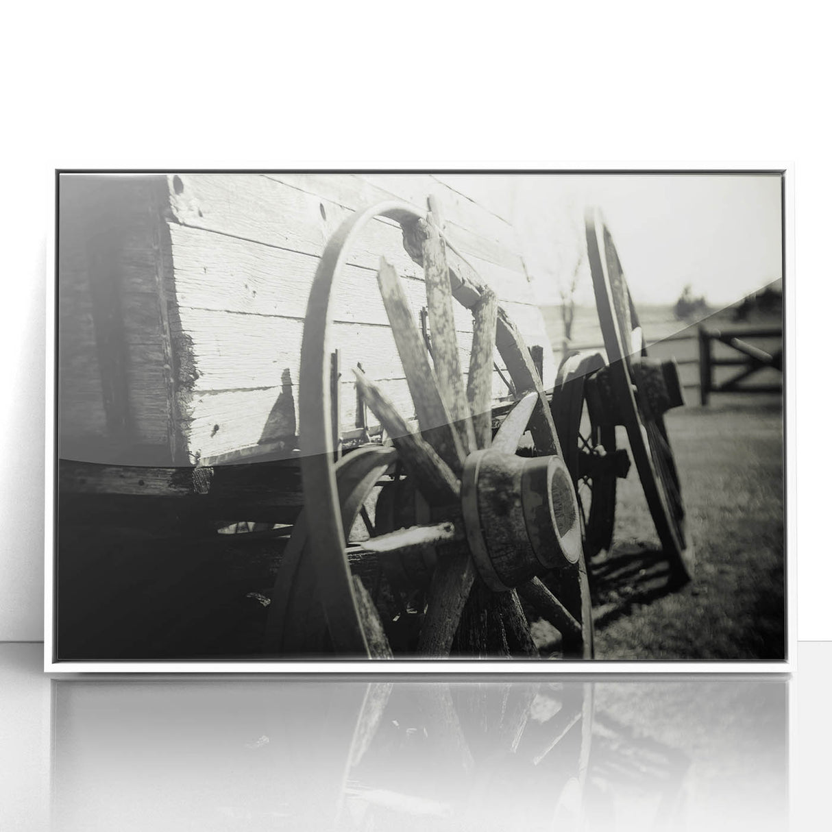 Rustic Wall Art - Vintage Wagon Wheel in Farmhouse Black and White