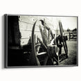 Rustic Wall Art - Vintage Wagon Wheel in Farmhouse Black and White