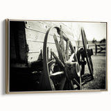 Rustic Wall Art - Vintage Wagon Wheel in Farmhouse Black and White