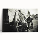 Rustic Wall Art - Vintage Wagon Wheel in Farmhouse Black and White