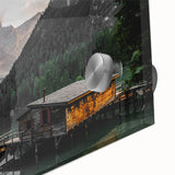 Rustic Mountain Cabin by Lake Wall Art | Farmhouse Decor | Nature Print