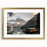 Rustic Mountain Cabin by Lake Wall Art | Farmhouse Decor | Nature Print
