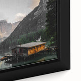 Rustic Mountain Cabin by Lake Wall Art | Farmhouse Decor | Nature Print