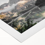 Rustic Mountain Cabin by Lake Wall Art | Farmhouse Decor | Nature Print