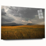 Golden Field Under Stormy Sky Wall Art | Rustic Farmhouse Decor | Nature Print