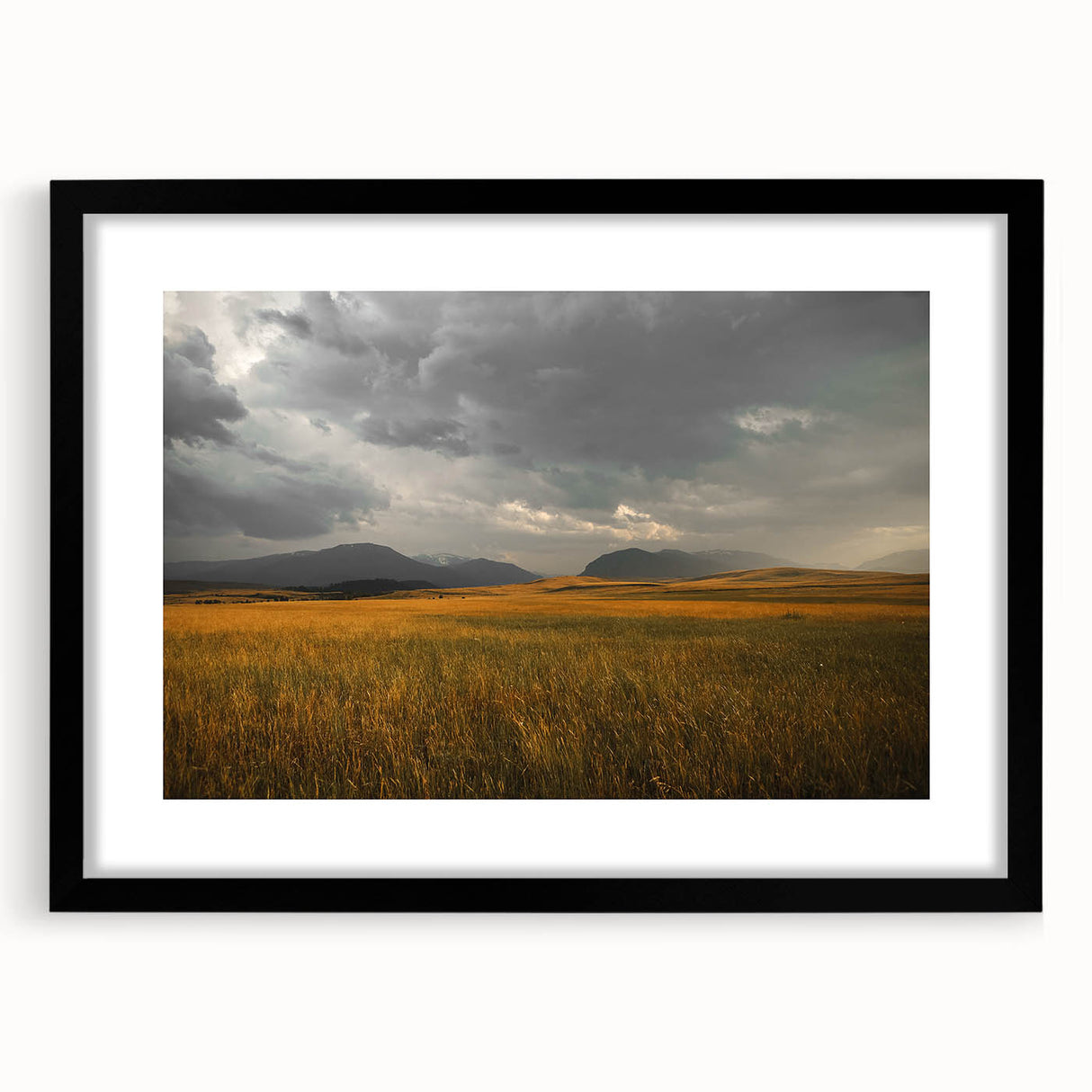 Golden Field Under Stormy Sky Wall Art | Rustic Farmhouse Decor | Nature Print