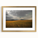 Golden Field Under Stormy Sky Wall Art | Rustic Farmhouse Decor | Nature Print