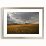 Golden Field Under Stormy Sky Wall Art | Rustic Farmhouse Decor | Nature Print