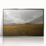 Golden Field Under Stormy Sky Wall Art | Rustic Farmhouse Decor | Nature Print