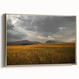 Golden Field Under Stormy Sky Wall Art | Rustic Farmhouse Decor | Nature Print