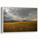 Golden Field Under Stormy Sky Wall Art | Rustic Farmhouse Decor | Nature Print