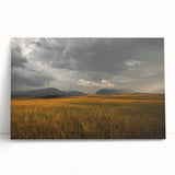 Golden Field Under Stormy Sky Wall Art | Rustic Farmhouse Decor | Nature Print