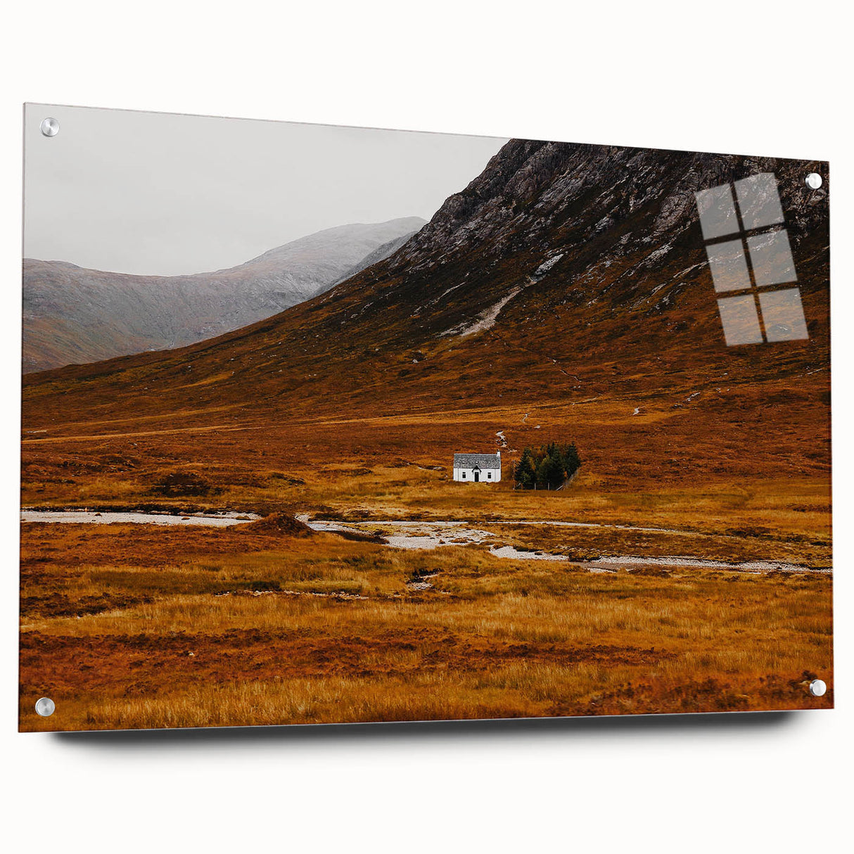 Solitary House in Golden Valley Wall Art | Rustic Farmhouse Decor | Nature Print