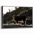 Lone Cow at Dusk Wall Art | Rustic Farmhouse Animal Decor | Nature Print