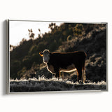 Lone Cow at Dusk Wall Art | Rustic Farmhouse Animal Decor | Nature Print
