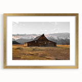 Rustic Barn with Mountain Backdrop | Farmhouse Wall Art | Vintage Landscape