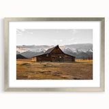Rustic Barn with Mountain Backdrop | Farmhouse Wall Art | Vintage Landscape