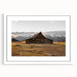 Rustic Barn with Mountain Backdrop | Farmhouse Wall Art | Vintage Landscape