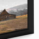 Rustic Barn with Mountain Backdrop | Farmhouse Wall Art | Vintage Landscape