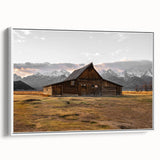 Rustic Barn with Mountain Backdrop | Farmhouse Wall Art | Vintage Landscape