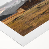 Rustic Barn with Mountain Backdrop | Farmhouse Wall Art | Vintage Landscape