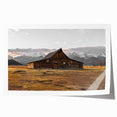 Rustic Barn with Mountain Backdrop | Farmhouse Wall Art | Vintage Landscape