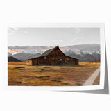 Rustic Barn with Mountain Backdrop | Farmhouse Wall Art | Vintage Landscape