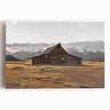 Rustic Barn with Mountain Backdrop | Farmhouse Wall Art | Vintage Landscape