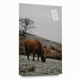 Rustic Wall Art of Highland Cow in Scenic Landscape | Farmhouse Decor