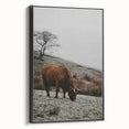 Rustic Wall Art of Highland Cow in Scenic Landscape | Farmhouse Decor