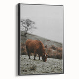 Rustic Wall Art of Highland Cow in Scenic Landscape | Farmhouse Decor
