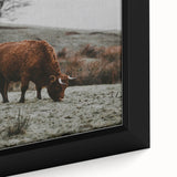 Rustic Wall Art of Highland Cow in Scenic Landscape | Farmhouse Decor