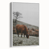 Rustic Wall Art of Highland Cow in Scenic Landscape | Farmhouse Decor