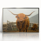 Highland Cow Rustic Wall Art - Farmhouse Decor for Cozy Country Homes