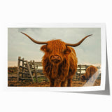 Highland Cow Rustic Wall Art - Farmhouse Decor for Cozy Country Homes