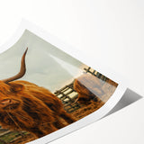 Highland Cow Rustic Wall Art - Farmhouse Decor for Cozy Country Homes