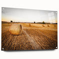 Golden Hay Bales Rustic Wall Art - Farmhouse Country Landscape Decor