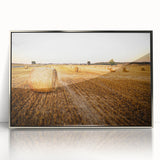 Golden Hay Bales Rustic Wall Art - Farmhouse Country Landscape Decor