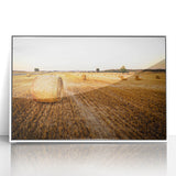 Golden Hay Bales Rustic Wall Art - Farmhouse Country Landscape Decor