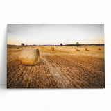 Golden Hay Bales Rustic Wall Art - Farmhouse Country Landscape Decor