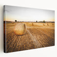 Golden Hay Bales Rustic Wall Art - Farmhouse Country Landscape Decor