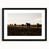 Rustic Cattle Herd Wall Art - Farmhouse Country Landscape Decor